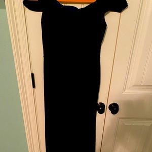 Navy velvet off the shoulder gown worn once.